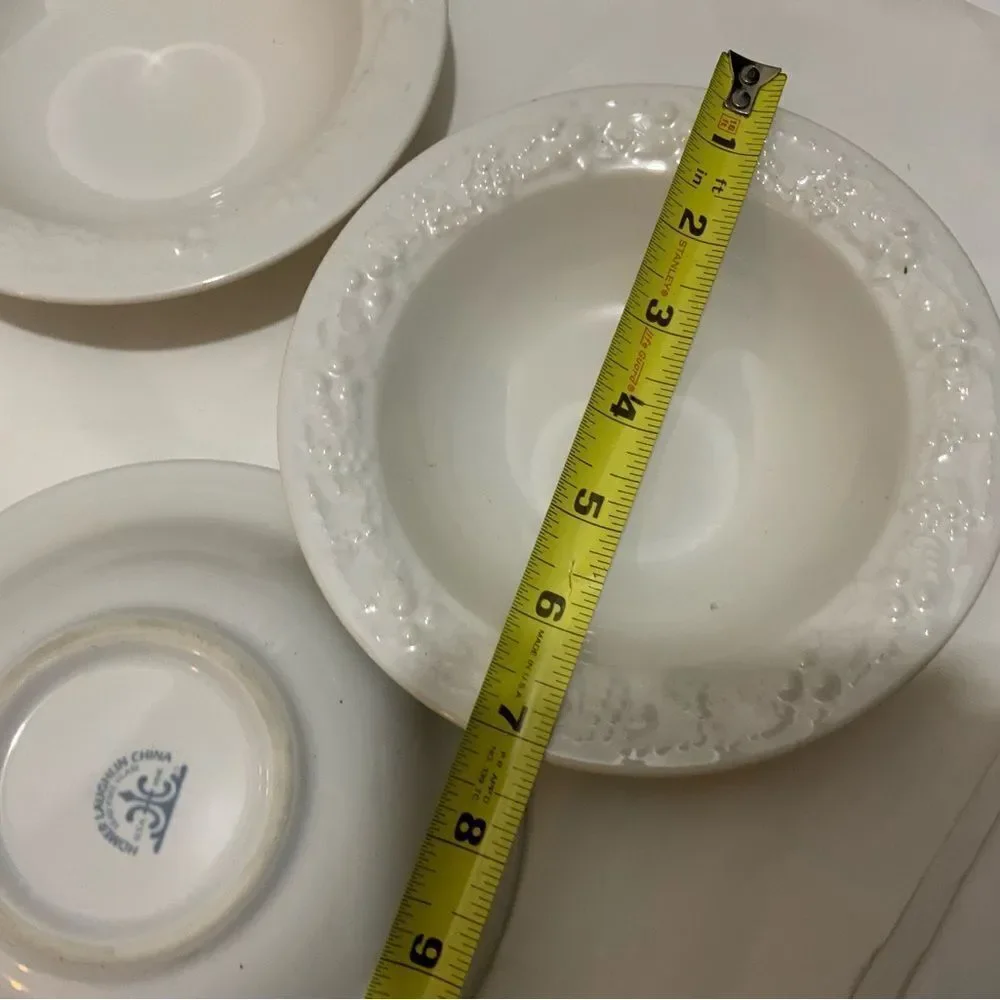 Vintage Set 3 HOMER LAUGHLIN Grapes & Vine Border White salad bowls 7”